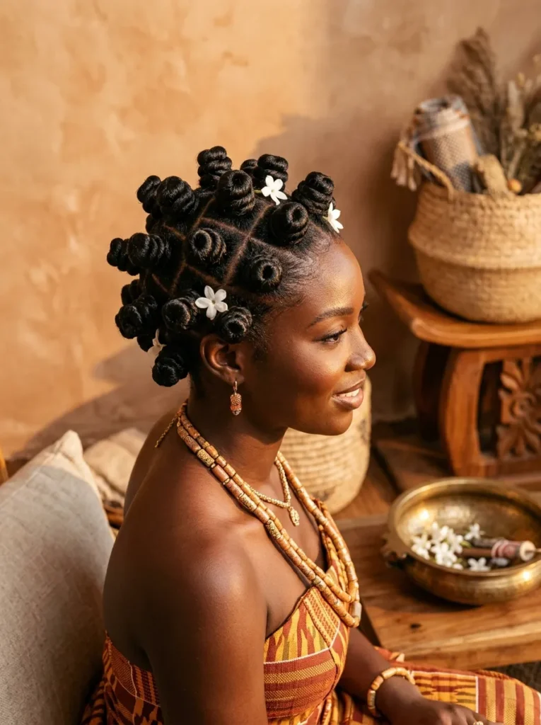 Bantu Knots Look