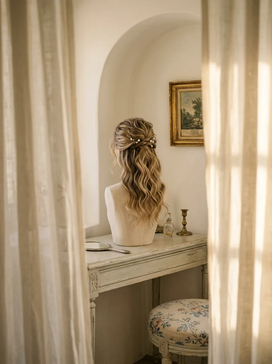 Air Dried Wave Down bridal hairstyle idea for natural wave wedding hairstyles for effortless glam with elegant textured finish