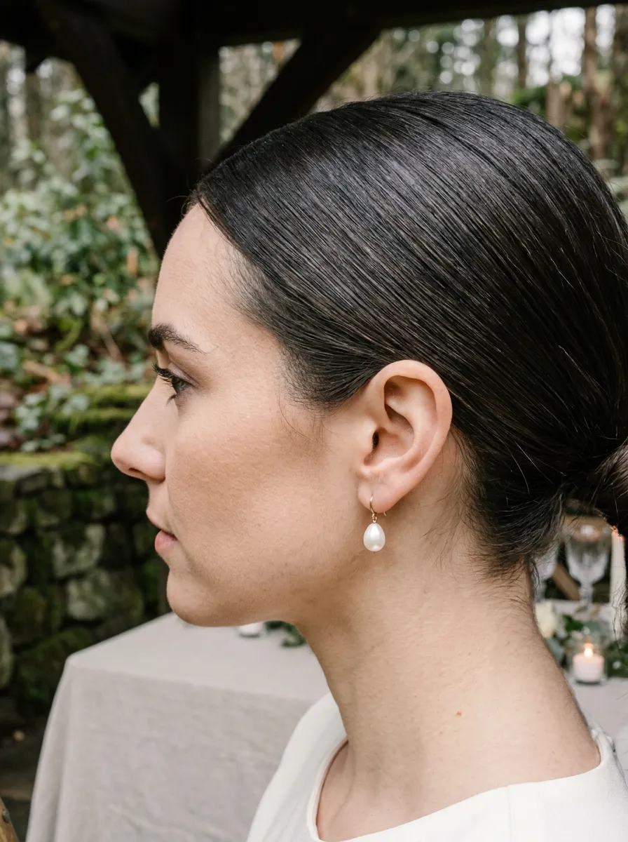 Anchored Front Sections bridal hairstyle idea for outdoor wedding hairstyles that survive the wind with elegant textured finish