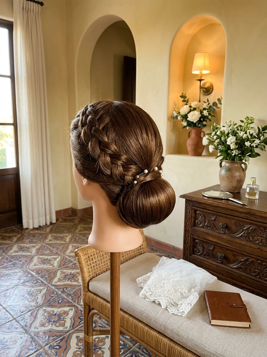 Braid Into Bun bridal hairstyle idea for diy wedding hairstyles you can easily nail at home with elegant textured finish