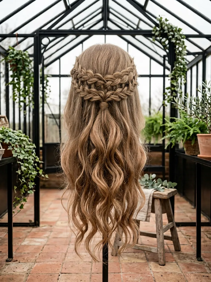 Braided Low Ponytail bridal hairstyle idea for casual wedding hairstyles for a laid-back bride with elegant textured finish