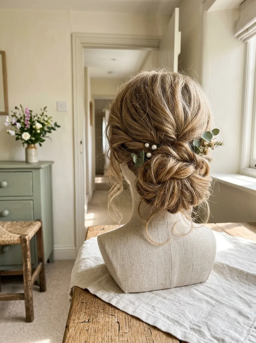Casual Ponytail Waves bridal hairstyle idea for casual wedding hairstyles for a laid-back bride with elegant textured finish