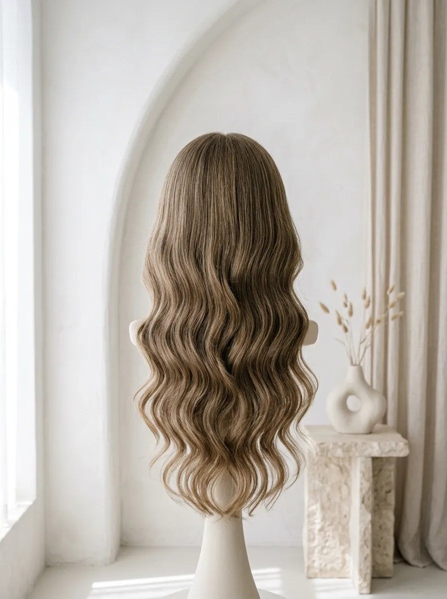 Center Part Waves bridal hairstyle idea for wedding hairstyles for chubby face brides will love with elegant textured finish
