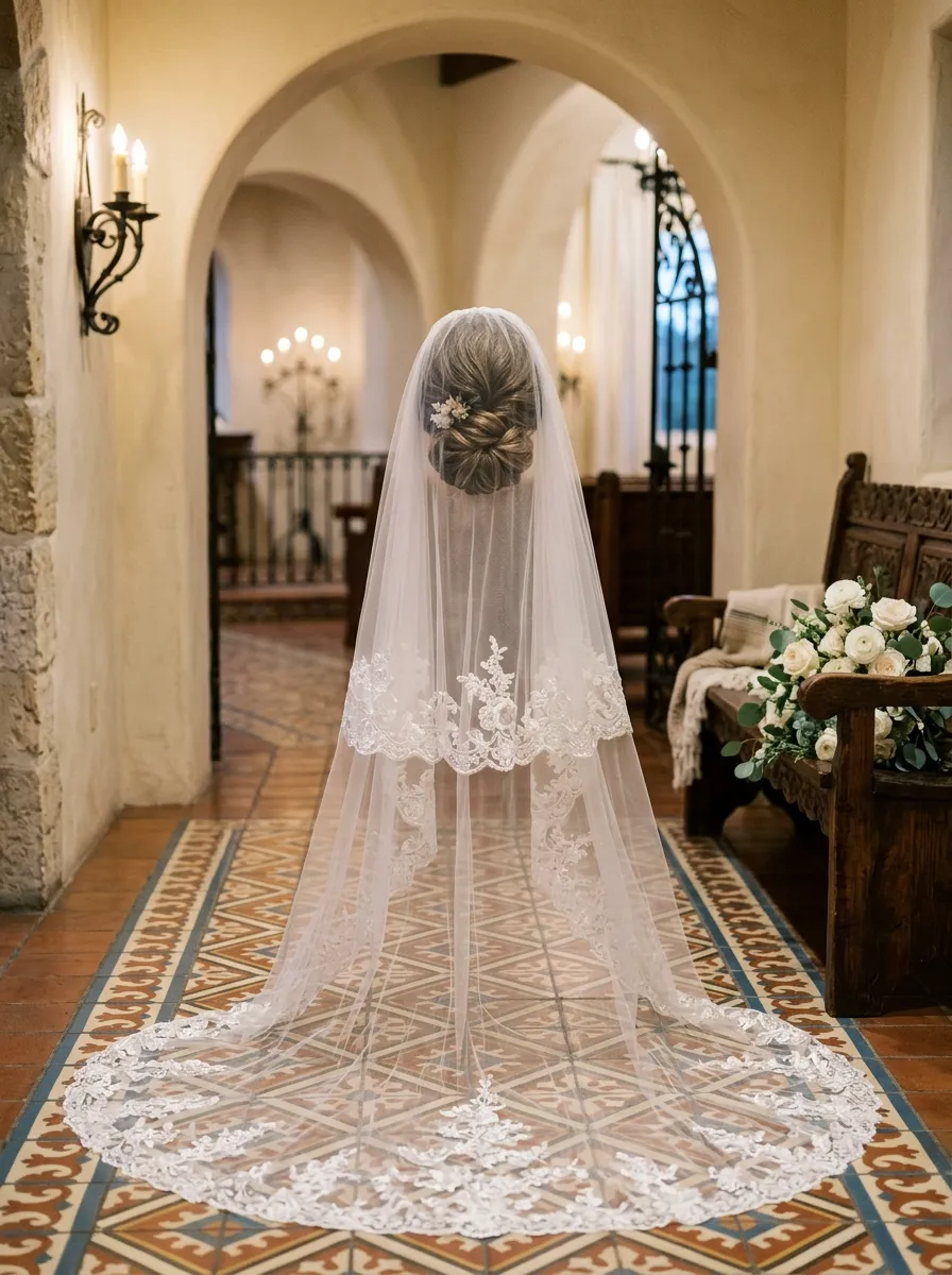 Chignon Under Veil bridal hairstyle idea for chignon wedding hairstyles for a classic bride look with elegant textured finish