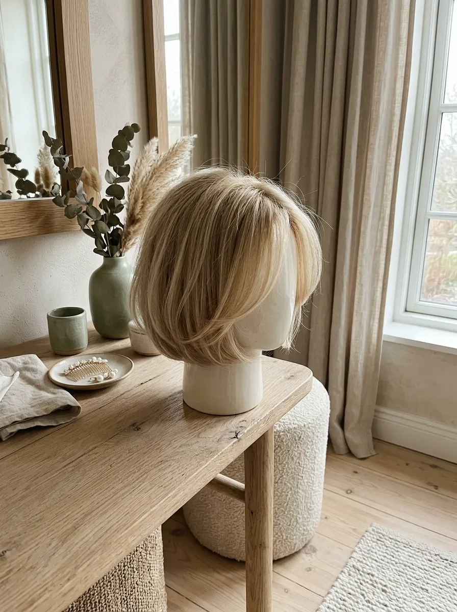 Chin Length Bob bridal hairstyle idea for fine hair wedding hairstyles that add volume fast with elegant textured finish