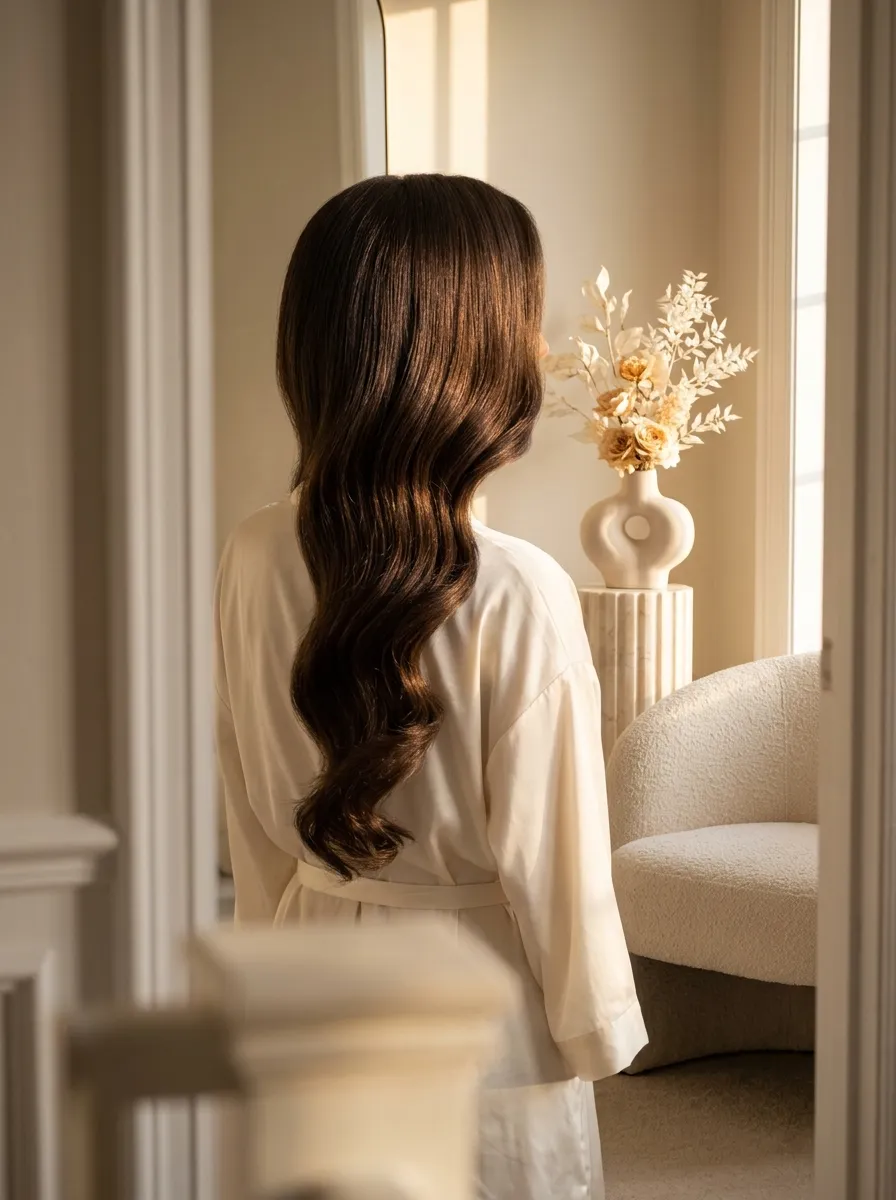 Classic Soft Glam Waves bridal hairstyle idea for soft glam wedding hairstyles for a radiant bride with elegant textured finish