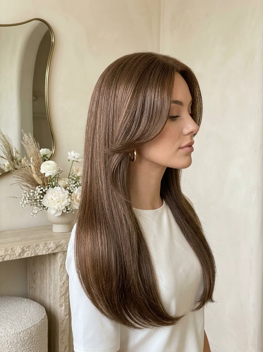 Face Framing Layers bridal hairstyle idea for long layered hair wedding hairstyles to try now with elegant textured finish