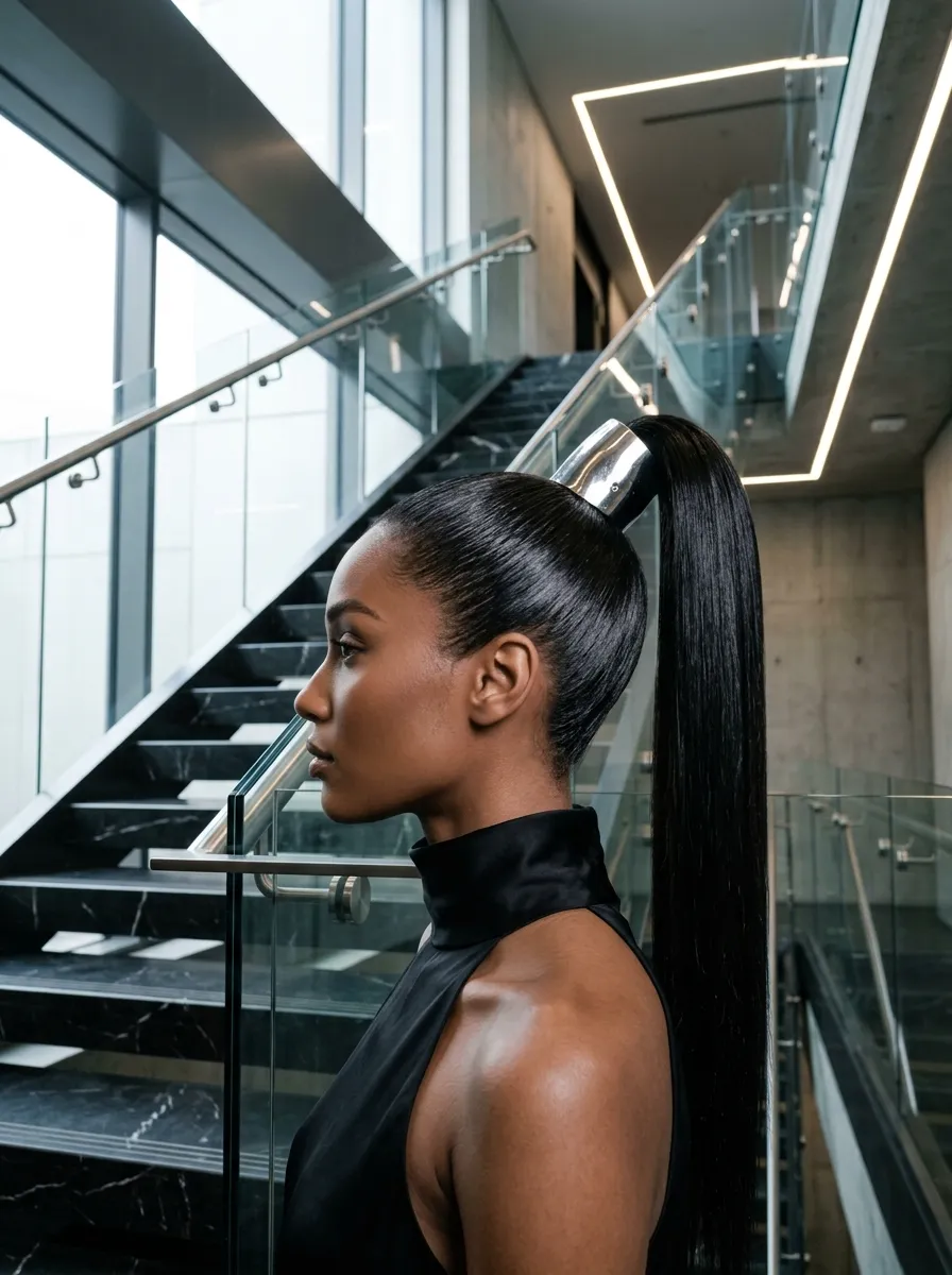 Fierce Sleek Ponytail bridal hairstyle idea for bold wedding hairstyles for a truly confident bride with elegant textured finish