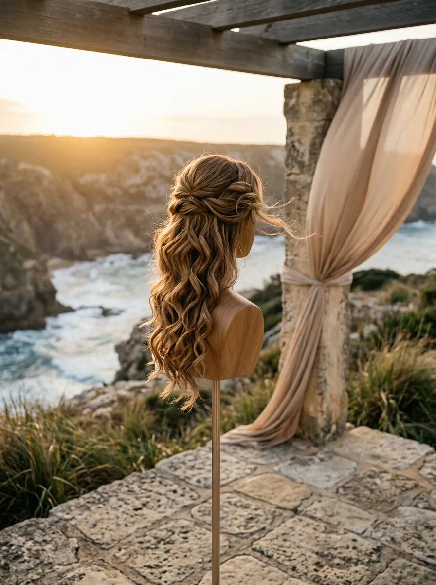 Flat Iron Flip Ends bridal hairstyle idea for outdoor wedding hairstyles that survive the wind with elegant textured finish