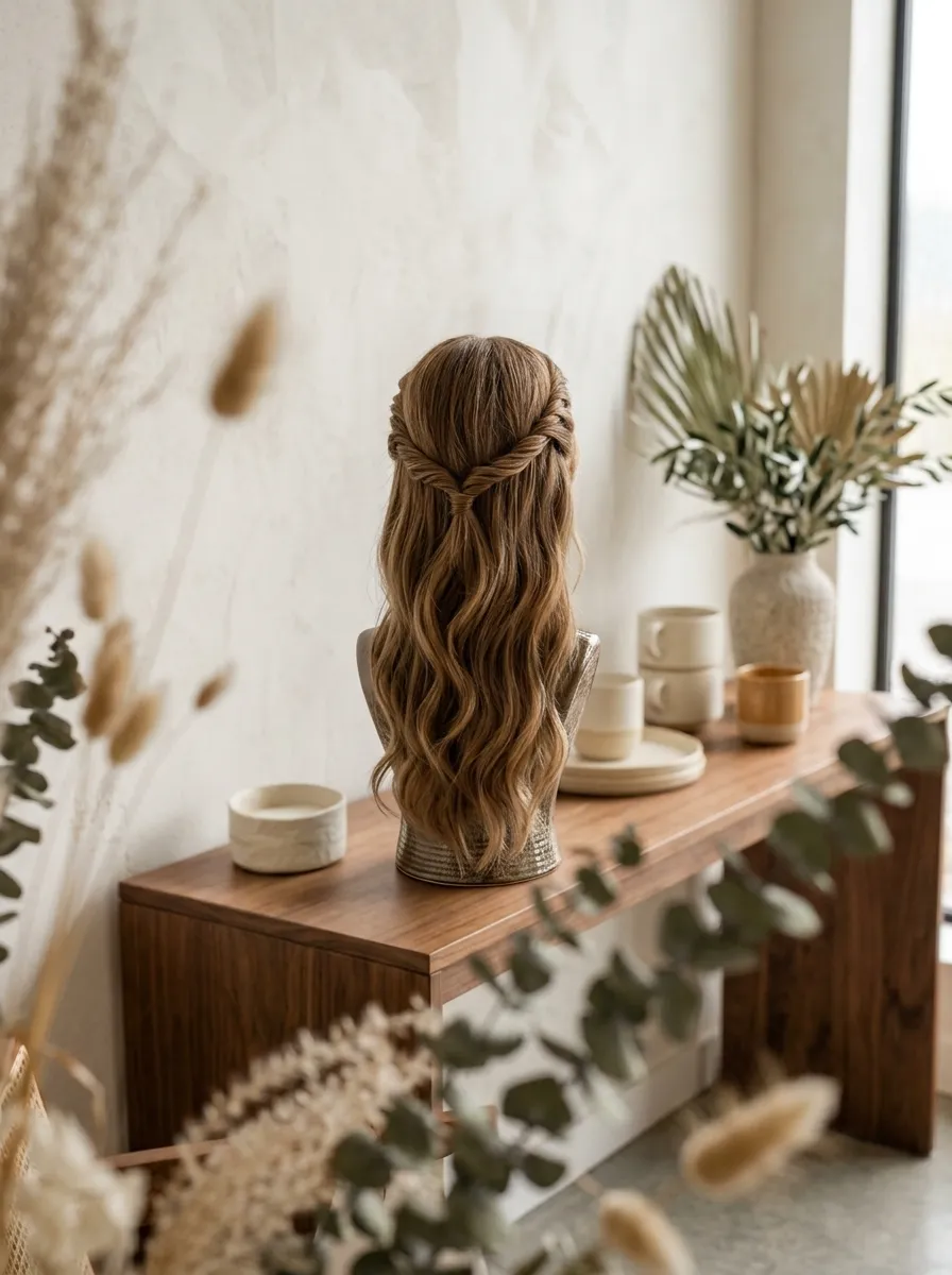 Flat Twist Accent bridal hairstyle idea for soft glam wedding hairstyles for a radiant bride with elegant textured finish