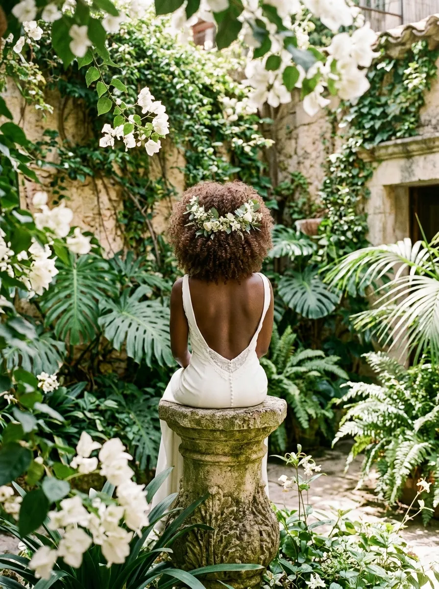 Fluffy Voluminous Curls bridal hairstyle idea for short curly hair wedding hairstyles to copy now with elegant textured finish