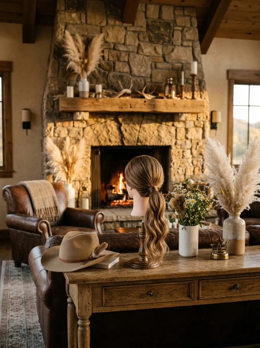 Hat Ready Low Pony bridal hairstyle idea for western wedding hairstyles for a rustic, chic bride with elegant textured finish