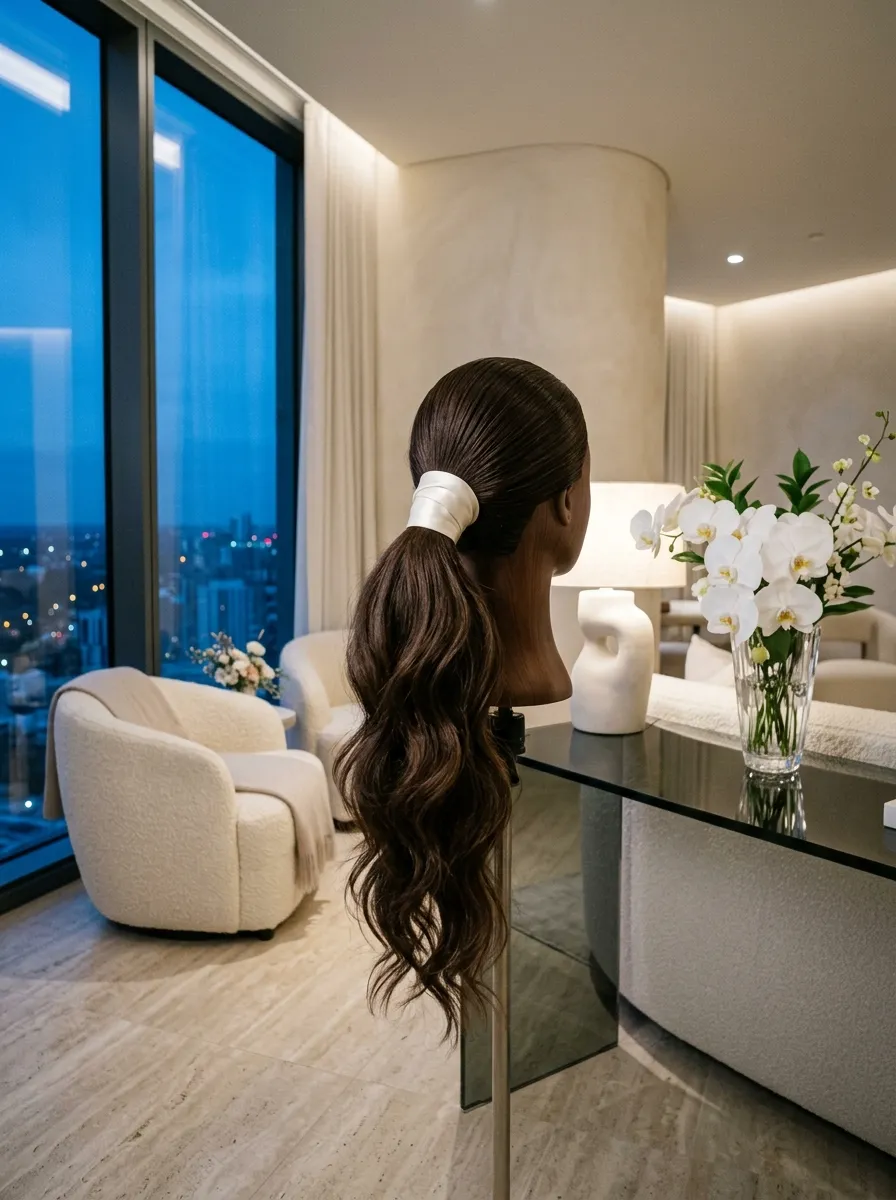 High Ponytail Swing bridal hairstyle idea for reception wedding hairstyles to dance the night away with elegant textured finish