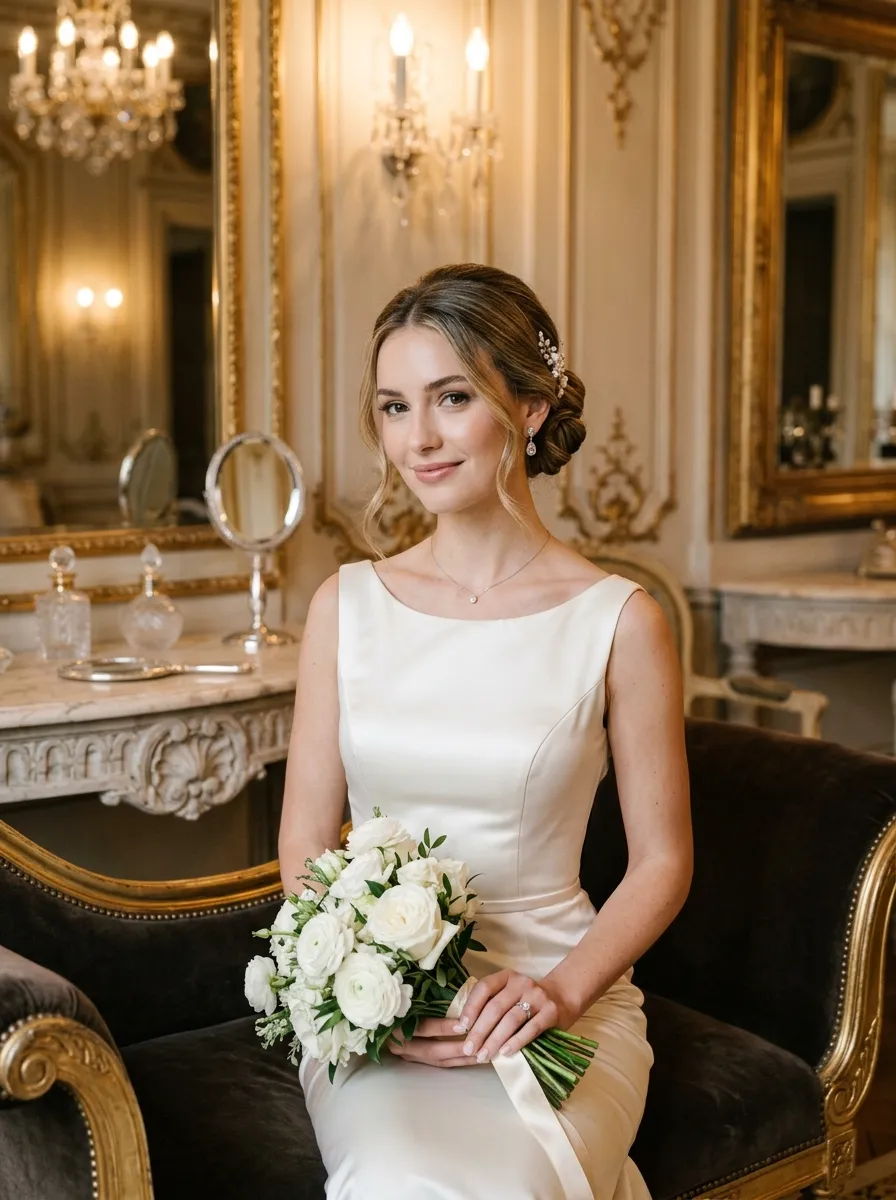 Layered Medium Waves bridal hairstyle idea for medium length wedding hairstyles for any bride with elegant textured finish