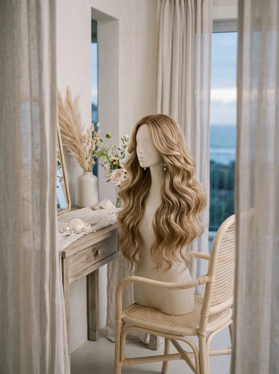 Long Flowing Waves bridal hairstyle idea for fine hair wedding hairstyles that add volume fast with elegant textured finish