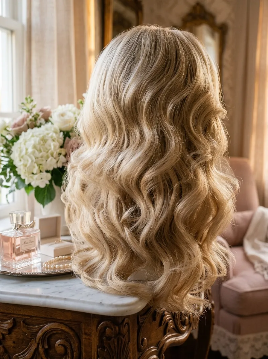 Loose Cascading Waves bridal hairstyle idea for soft glam wedding hairstyles for a radiant bride with elegant textured finish