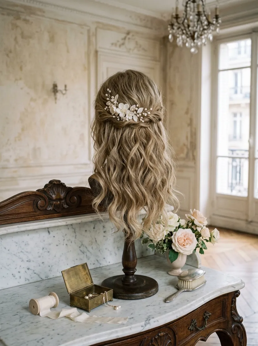 Loose Reception Curls bridal hairstyle idea for reception wedding hairstyles to dance the night away with elegant textured finish