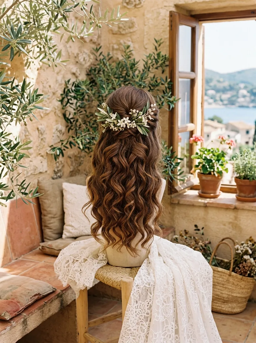 Loose Spiral Waves bridal hairstyle idea for loose curl wedding hairstyles for soft bridal waves with elegant textured finish