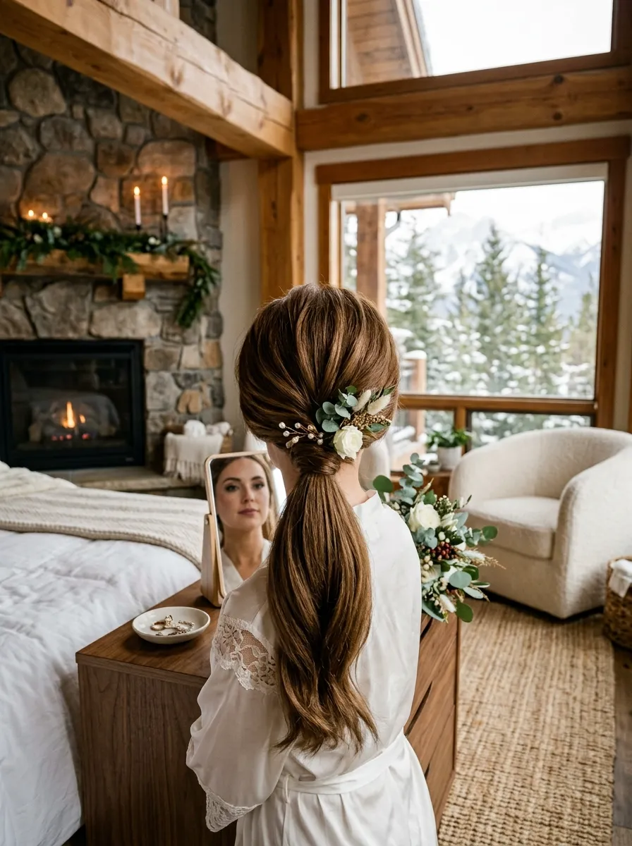 Low Pony Volume bridal hairstyle idea for sleek low ponytail wedding hairstyles to copy now with elegant textured finish