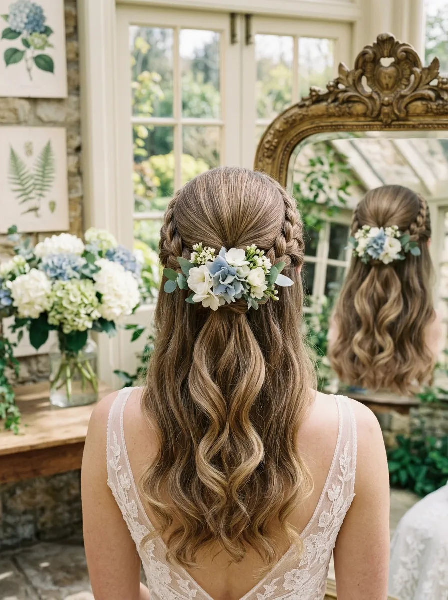 Low Ponytail Style bridal hairstyle idea for humid weather wedding hairstyles that never frizz with elegant textured finish