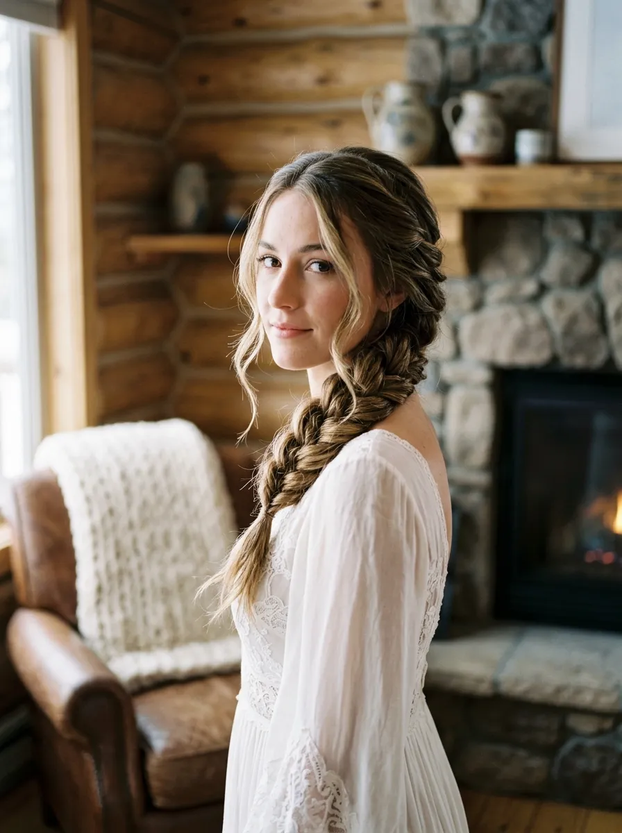 Medium Rope Braid bridal hairstyle idea for medium length wedding hairstyles for any bride with elegant textured finish