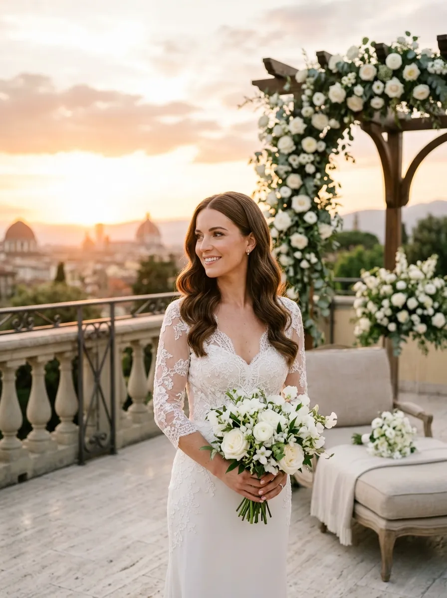 Medium Wave Down Style bridal hairstyle idea for medium length wedding hairstyles for any bride with elegant textured finish