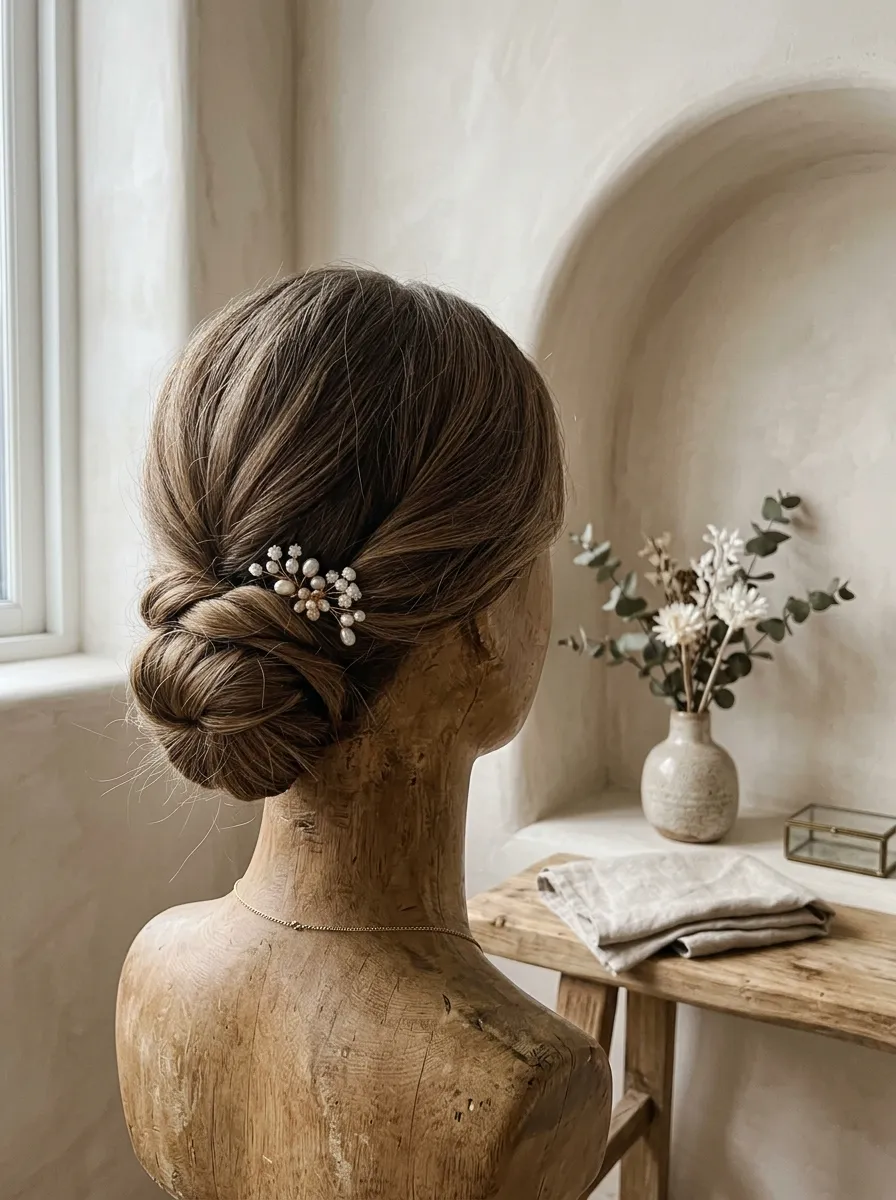Minimal Effort Twist bridal hairstyle idea for busy bride wedding hairstyles done in no time at all with elegant textured finish