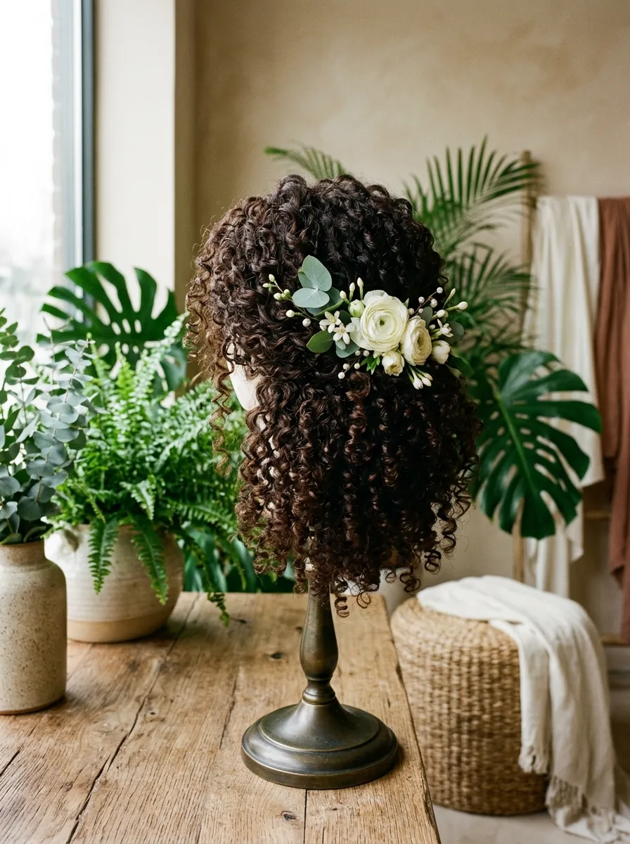 Natural Curl Texture bridal hairstyle idea for loose curl wedding hairstyles for soft bridal waves with elegant textured finish