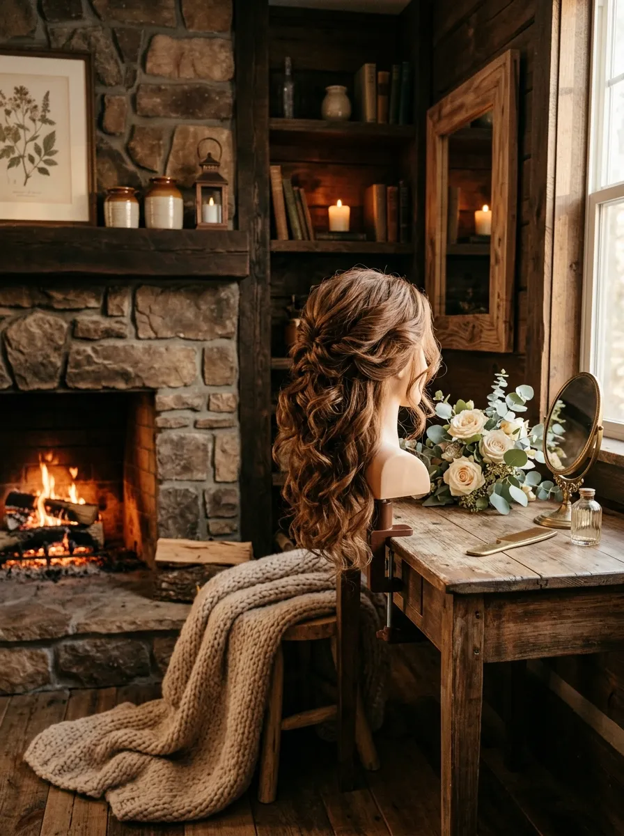 Natural Wave Half Up bridal hairstyle idea for natural wave wedding hairstyles for effortless glam with elegant textured finish