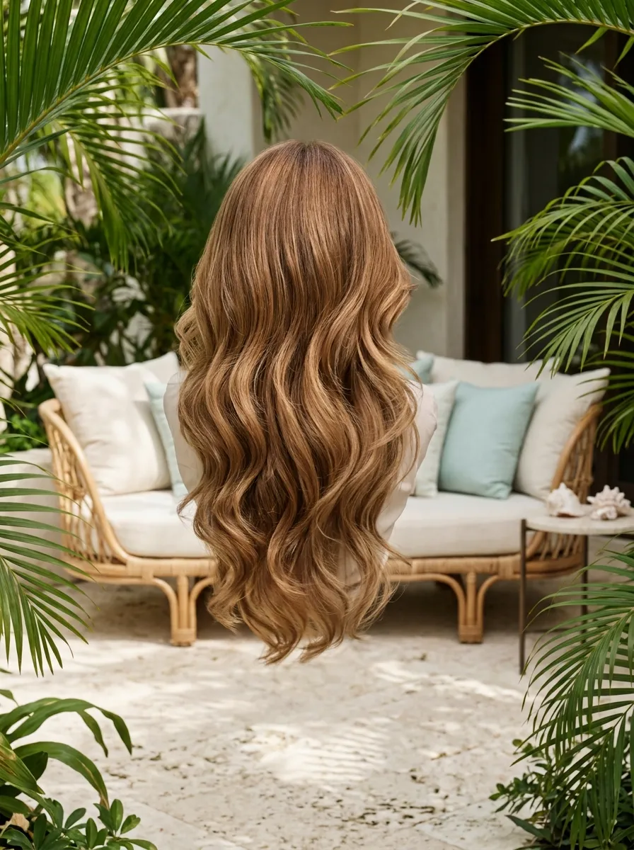 Palm Breeze Waves bridal hairstyle idea for destination wedding hairstyles that beat the heat with elegant textured finish