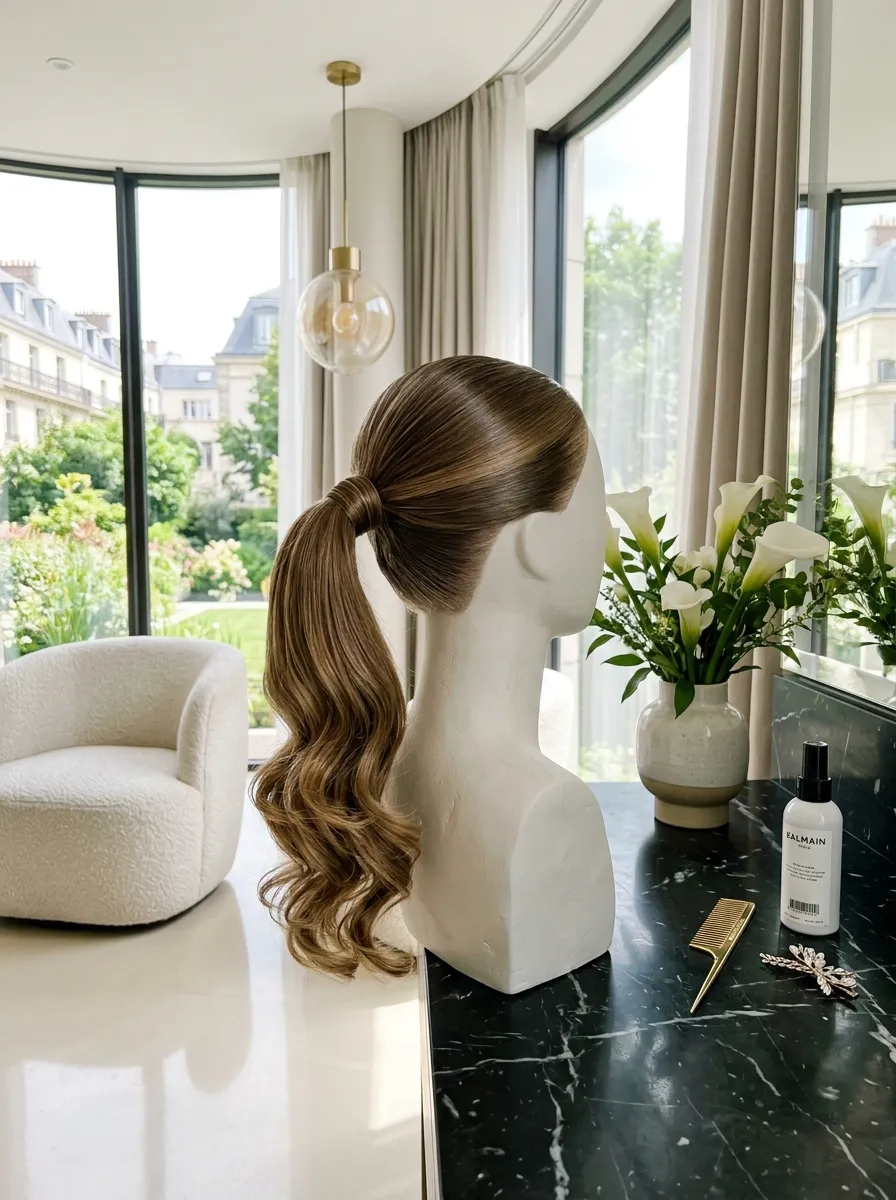 Party Perfect Ponytail bridal hairstyle idea for reception wedding hairstyles to dance the night away with elegant textured finish