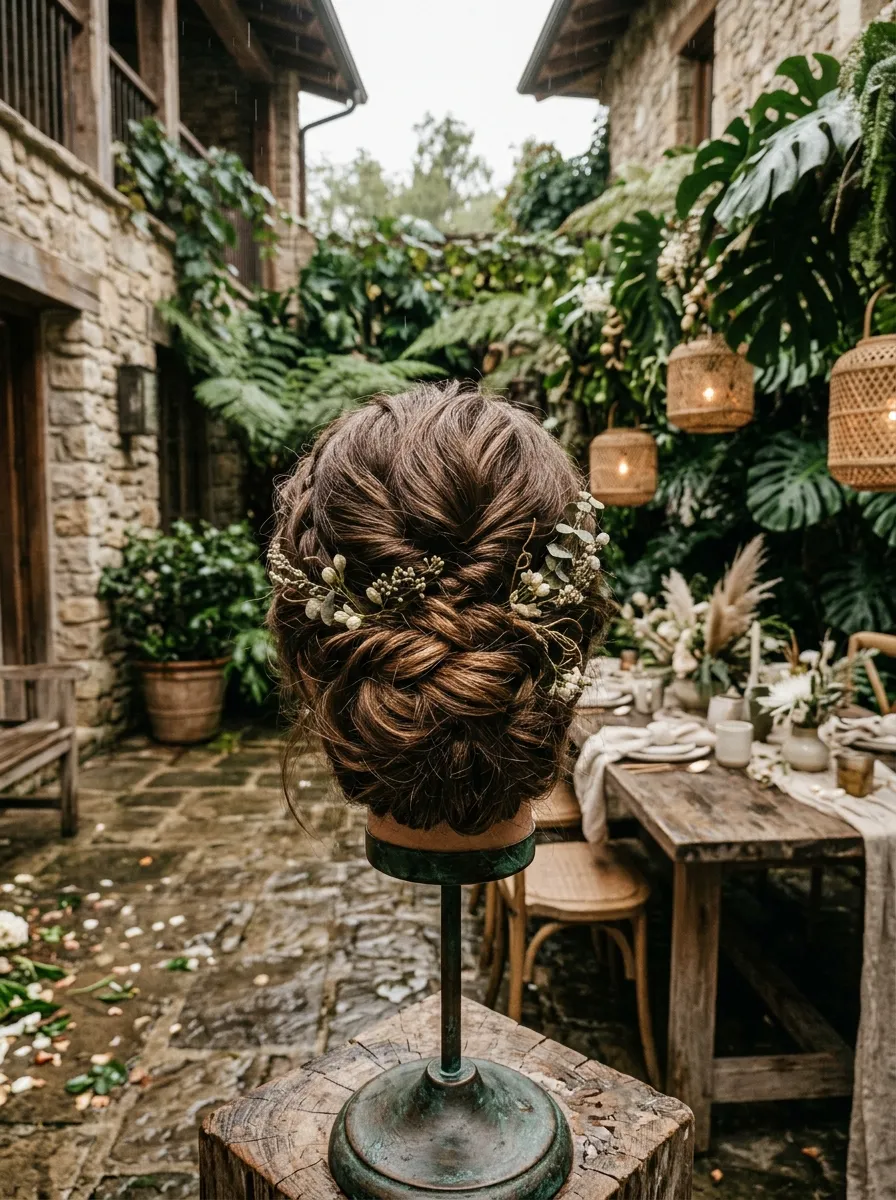 Pinned Knot Style bridal hairstyle idea for humid weather wedding hairstyles that never frizz with elegant textured finish