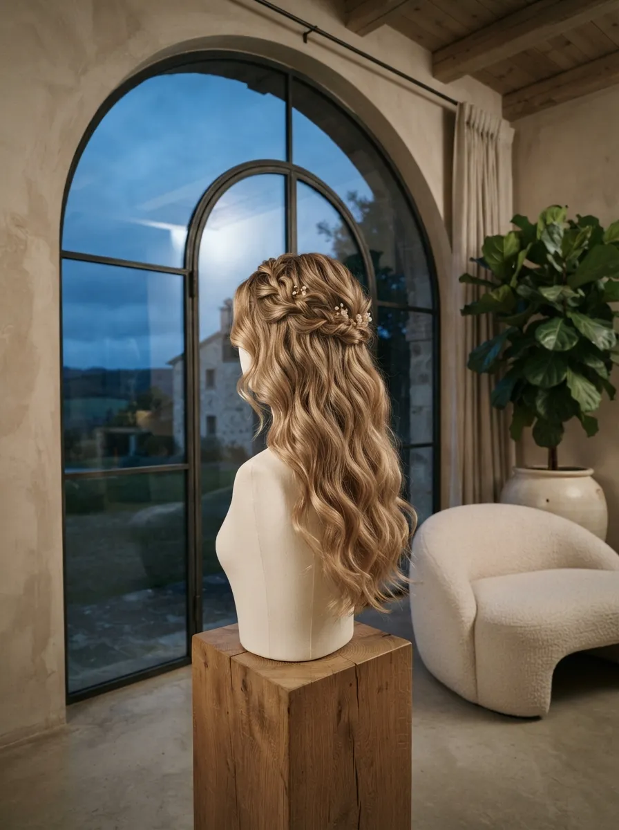 Relaxed Wave Cascade bridal hairstyle idea for natural wave wedding hairstyles for effortless glam with elegant textured finish