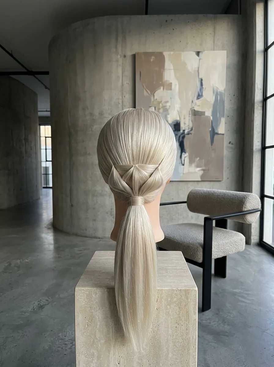 Sculpted Pony Base bridal hairstyle idea for sleek low ponytail wedding hairstyles to copy now with elegant textured finish