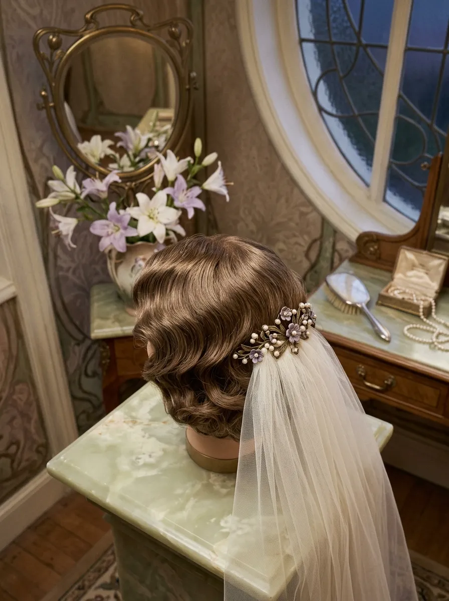 Short Curly Waves bridal hairstyle idea for short curly hair wedding hairstyles to copy now with elegant textured finish