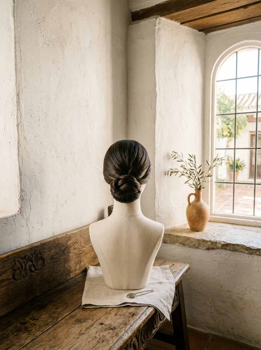 Simple Knot Style bridal hairstyle idea for minimalist wedding hairstyles for a modern bride with elegant textured finish