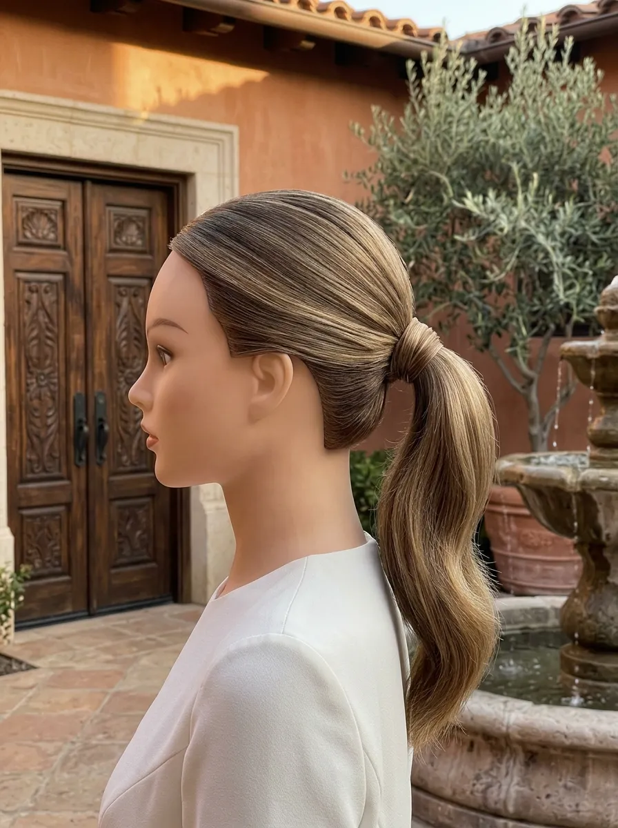 Sleek Ponytail Wrap bridal hairstyle idea for fine hair wedding hairstyles that add volume fast with elegant textured finish
