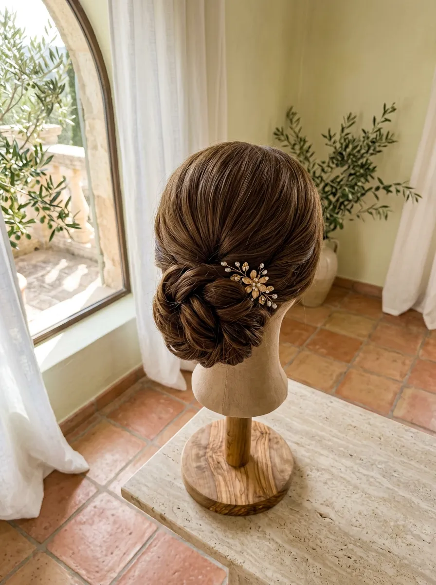 Speed Styled Bun bridal hairstyle idea for busy bride wedding hairstyles done in no time at all with elegant textured finish