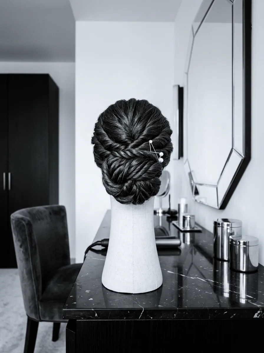 Structured Twist Bun bridal hairstyle idea for twisted wedding hairstyles that look high-end chic with elegant textured finish