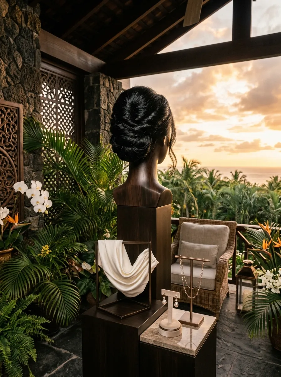 Sultry Climate Updo bridal hairstyle idea for destination wedding hairstyles that beat the heat with elegant textured finish