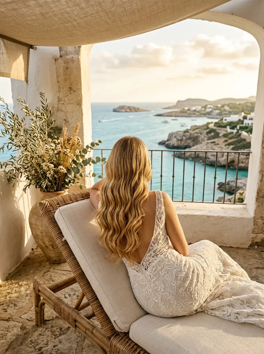 Sun Kissed Waves bridal hairstyle idea for destination wedding hairstyles that beat the heat with elegant textured finish