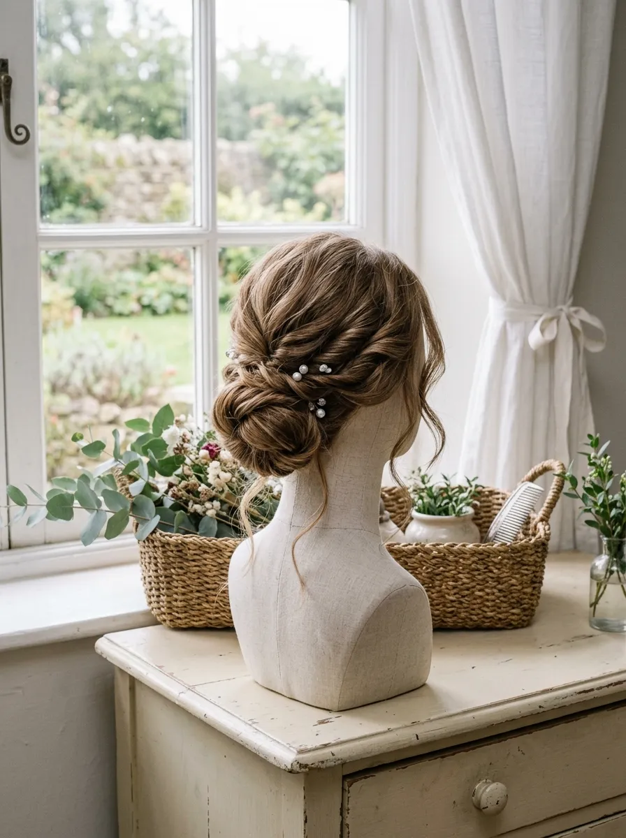 Ten Minute Updo bridal hairstyle idea for busy bride wedding hairstyles done in no time at all with elegant textured finish