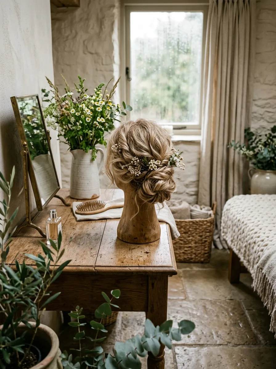 Textured Loose Chignon bridal hairstyle idea for chignon wedding hairstyles for a classic bride look with elegant textured finish