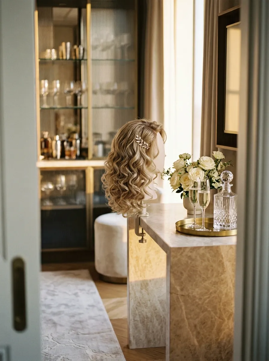 Toast Ready Curls bridal hairstyle idea for reception wedding hairstyles to dance the night away with elegant textured finish