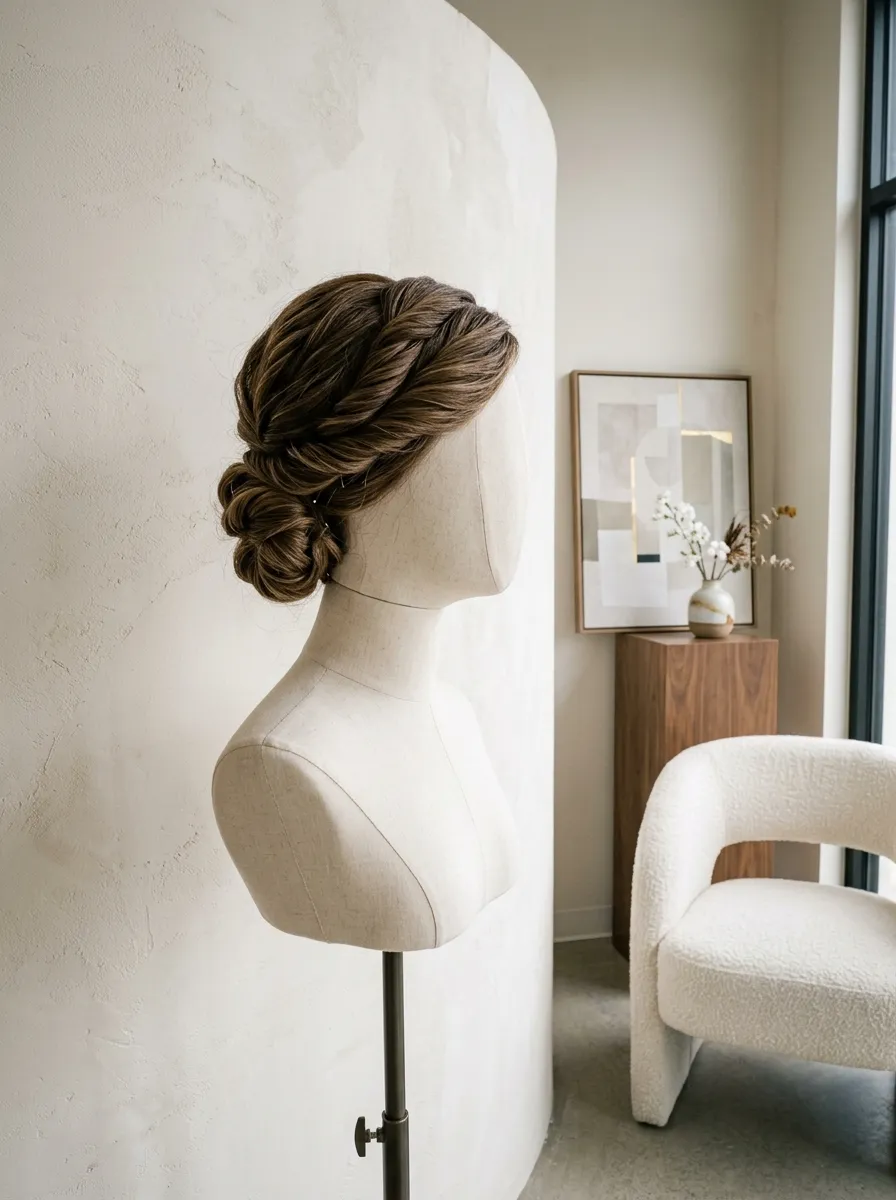 Twisted Side Knot bridal hairstyle idea for twisted wedding hairstyles that look high-end chic with elegant textured finish