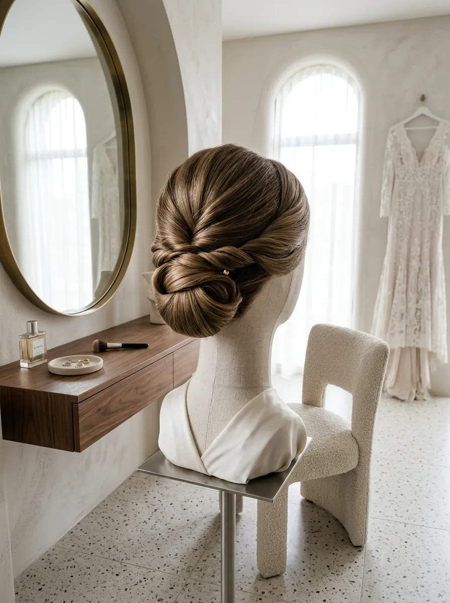 Two Step Updo bridal hairstyle idea for busy bride wedding hairstyles done in no time at all with elegant textured finish