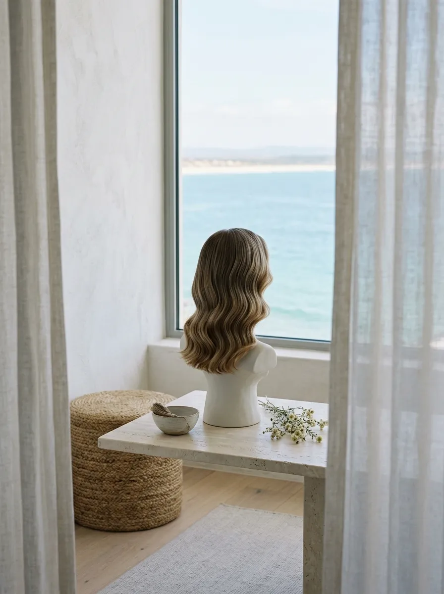 Understated Sleek Waves bridal hairstyle idea for minimalist wedding hairstyles for a modern bride with elegant textured finish