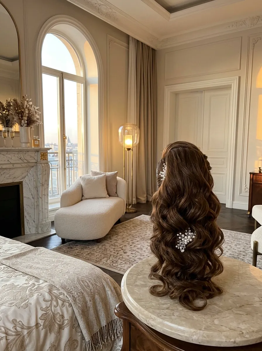 Voluminous Curl Blowout bridal hairstyle idea for loose curl wedding hairstyles for soft bridal waves with elegant textured finish