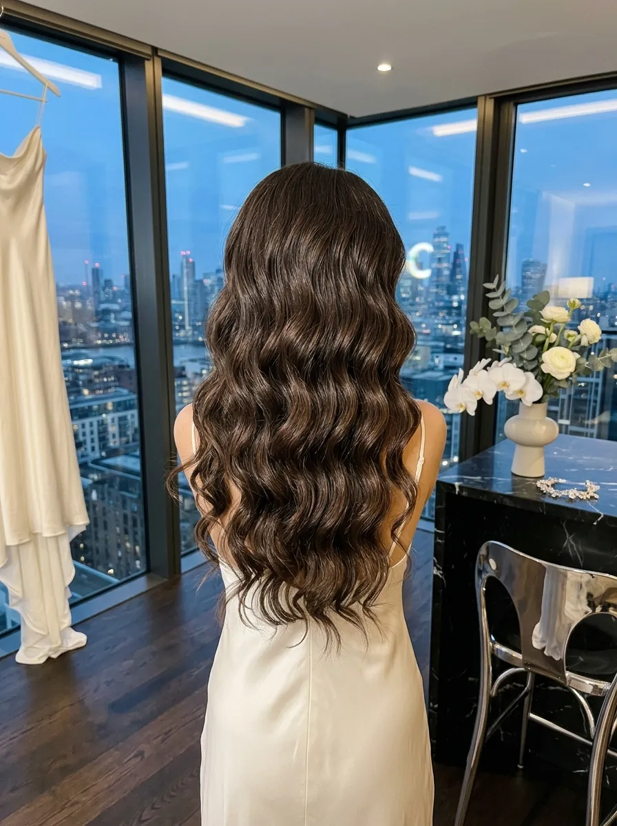 Wand Curled Waves bridal hairstyle idea for loose curl wedding hairstyles for soft bridal waves with elegant textured finish